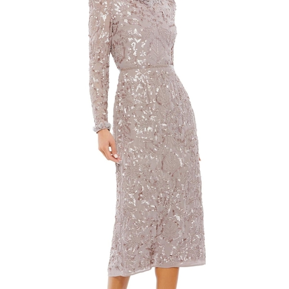 Elegant Sequin Lace Dress in Gray